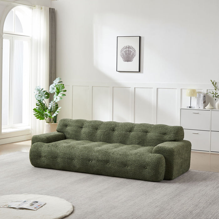 Cloud Series Minimalist Button Tufted Square Arm 3 Seater Sofa