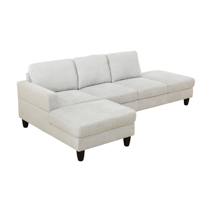 2 Piece L - Shaped Left Chaise Sectional Sofa With Ottoman, Living Room Furniture - White / Gray