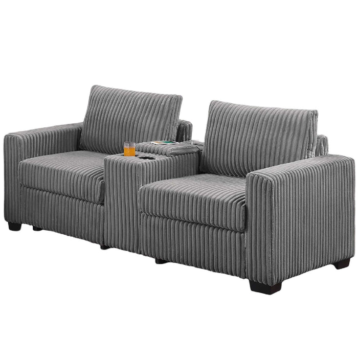 Modern Style 2 Piece Sofa Set With Cup Holders & Charging Port