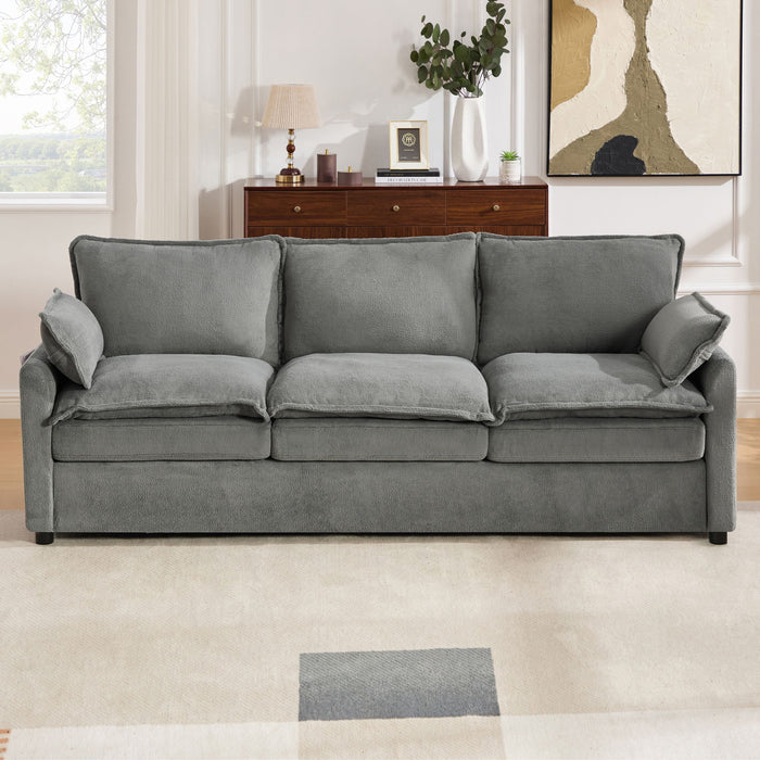 Modern 3 Seater Sofa With Side Storage Pockets For Living Room