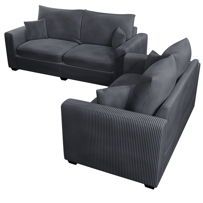 2 Piece Contemporary Style Sofa Set With Matching Pillows