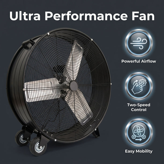 Velocity Drum Fan With 2 Speed - Black