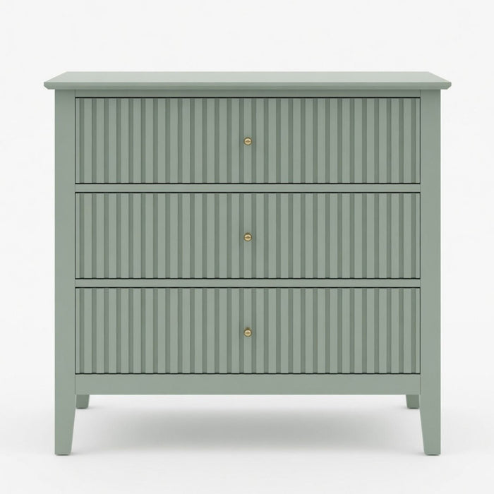 Fluted 3 Drawer Nightstand With Soft Close Slides