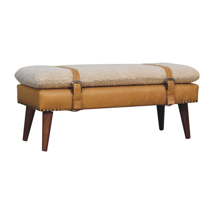 Boucle Leather Bench - Tan