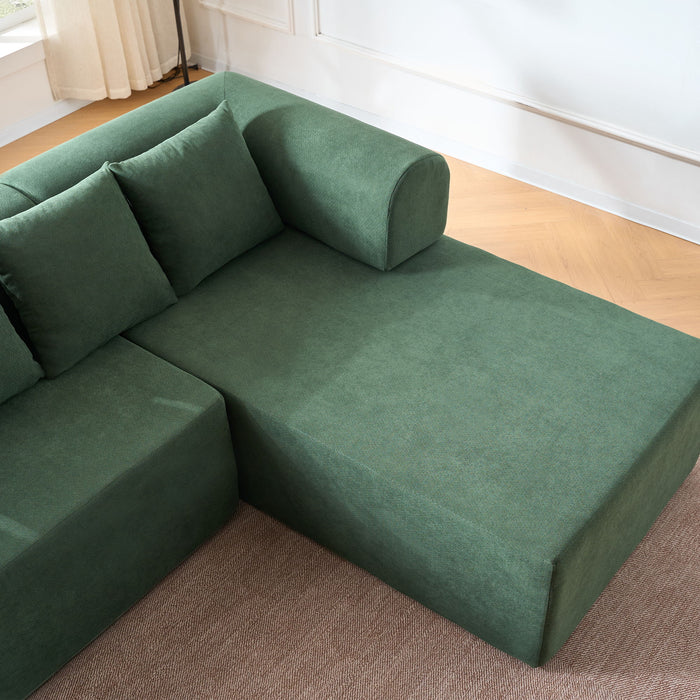 Modular L-Shaped Sectional Sofa With Deep Seat, Movable Chaise & 5 Pillows