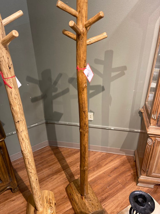 Log Stained Coat Rack Clear Finish