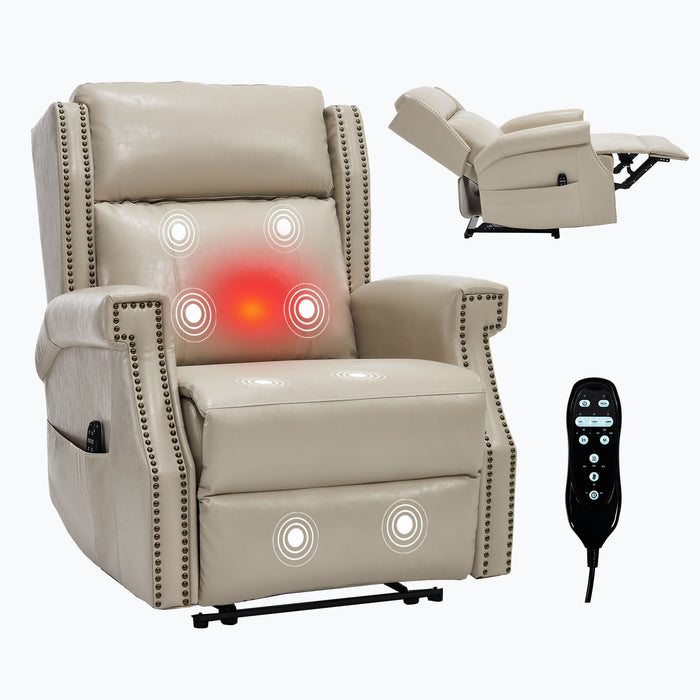 Manual Recliner Chair With Heavy Duty Motion Mechanism, 8 Vibrating Nodes And 3 Massage Modes For Living Room