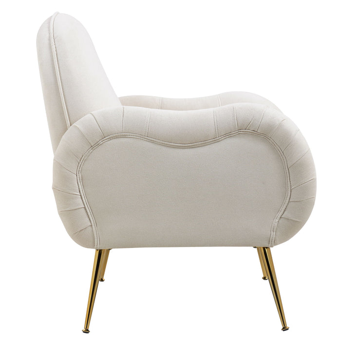 Modern Accent Chair With Metal Legs, Snowflake Fabric Armchair
