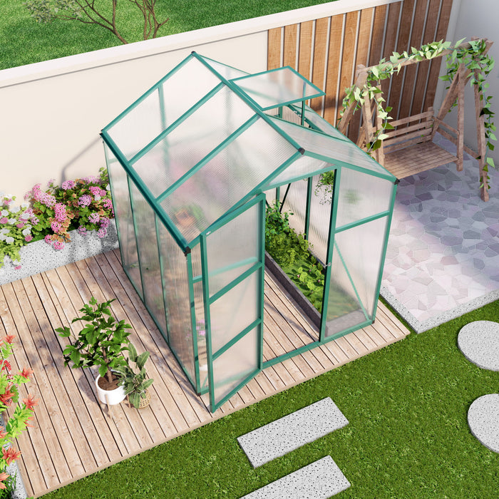 Polycarbonate Walk-In Greenhouse, Raised Base For Outdoor In All Season