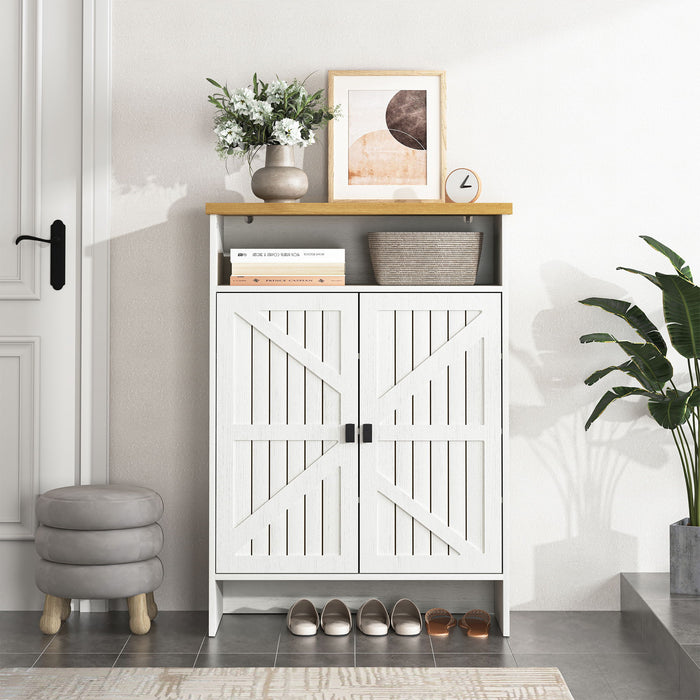 Modern Minimalist Shoe Cabinet With Sliding Door Design - White