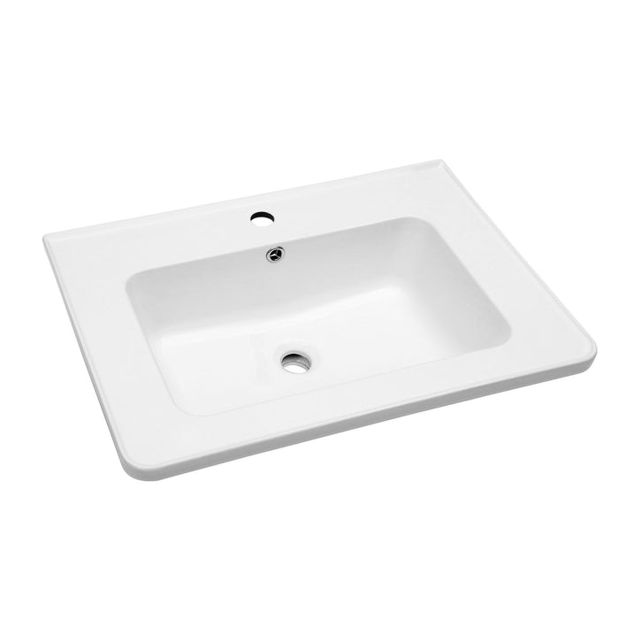 Rectangular Single Vanity Top With 1 Faucet Hole And Overflow, 28 X 19" - White