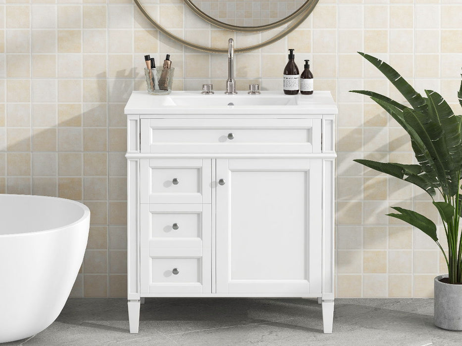 Bathroom Vanity With Top Sink, Modern Bathroom Storage Cabinet With 2 Drawers And A Tip-Out Drawer