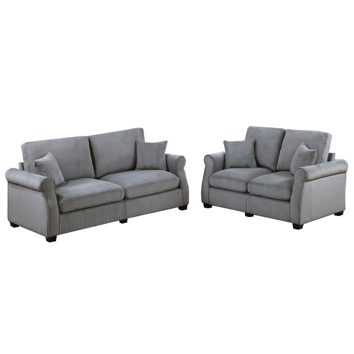 Contemporary 2 Piece Sofa Set With Matching Pillows