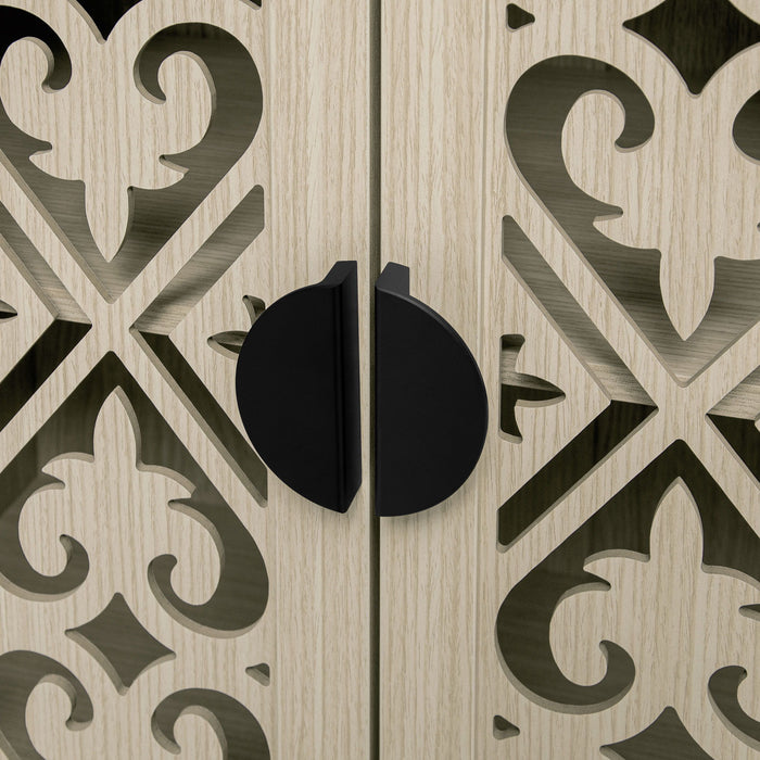 Hollowed Out Cabinet With 4 Doors, Suitable For Bedroom - Natural