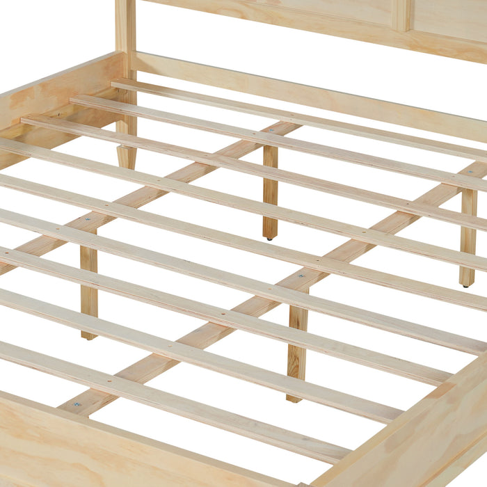 Classic Platform Bed Frame With Panel Headboard