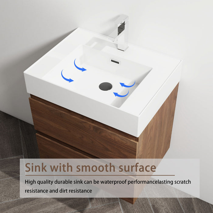 Wall Mounted Bathroom Vanity And Sink, 2 Soft Close Drawers