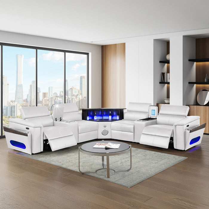 Nova - Sectional With Bluetooth Speaker, LED And Lifting Wine Cabinet