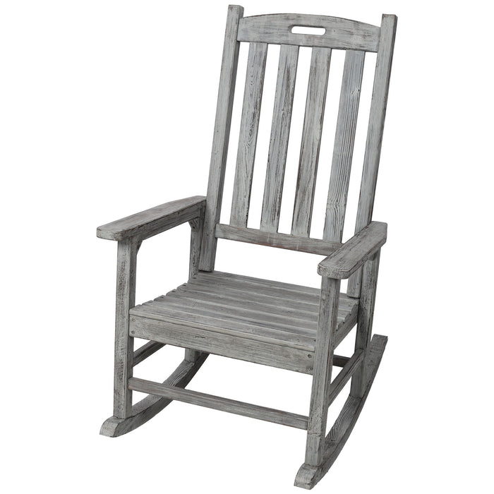 Oversized Porch Rocker Chair With Wide Seat And Tall Backrest
