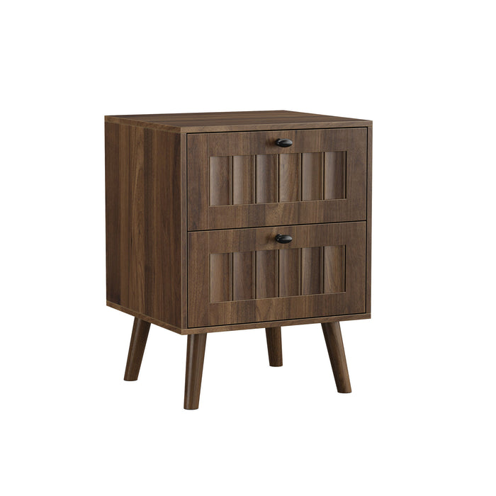 Double Drawer Bedside Table (Set of 2) - Walnut