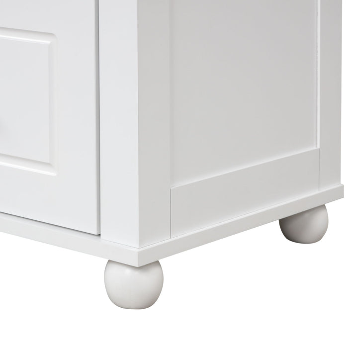 Tall Freestanding Bathroom Storage Cabinet With 2 Drawers And Adjustable Shelf