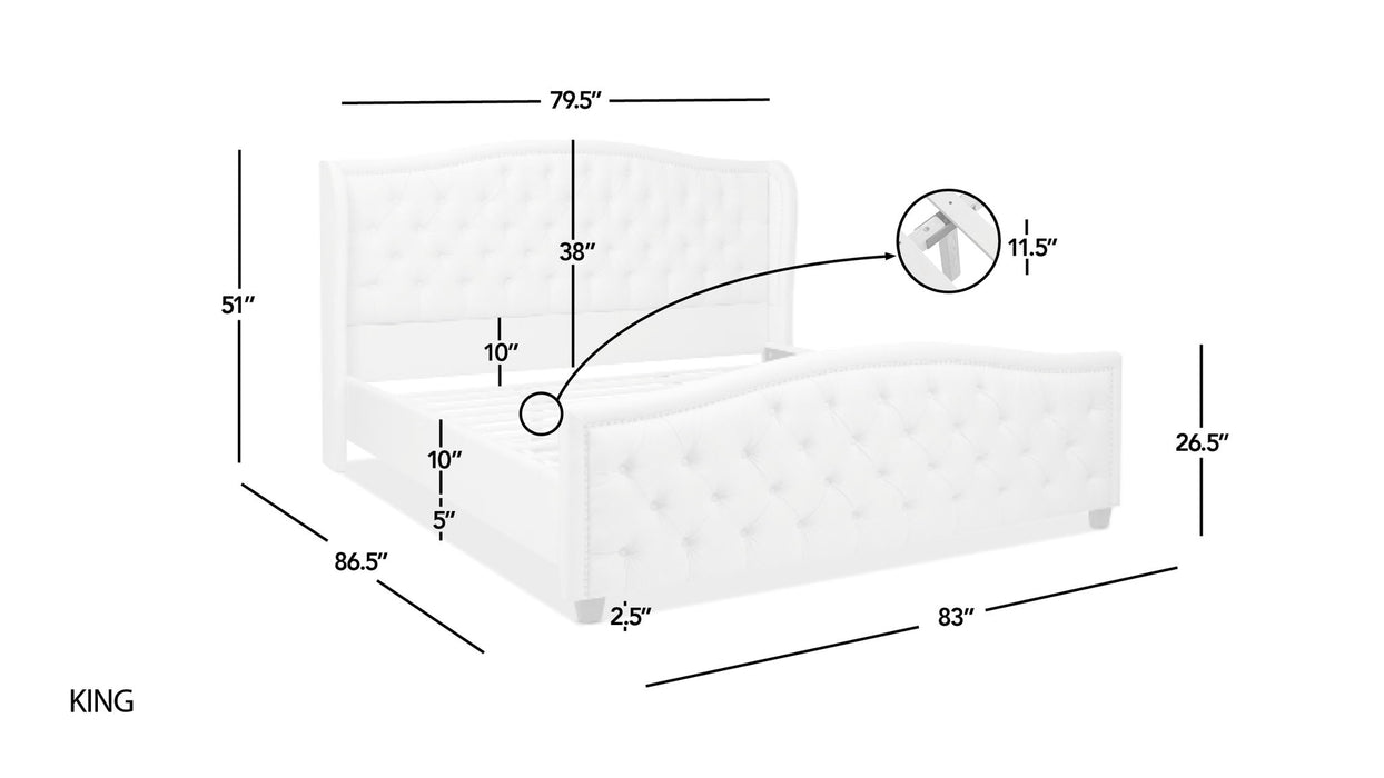 Fontana - Handcrafted Wingback Upholstered Platform Bed Frame