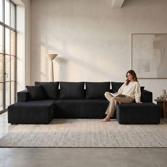 U-Shaped Modular Sectional Sofa With Double Chaise, Oversized Deep Seat For Living Room