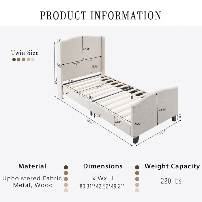 Platform Bed Frame With Tall Headboard And High Footboard