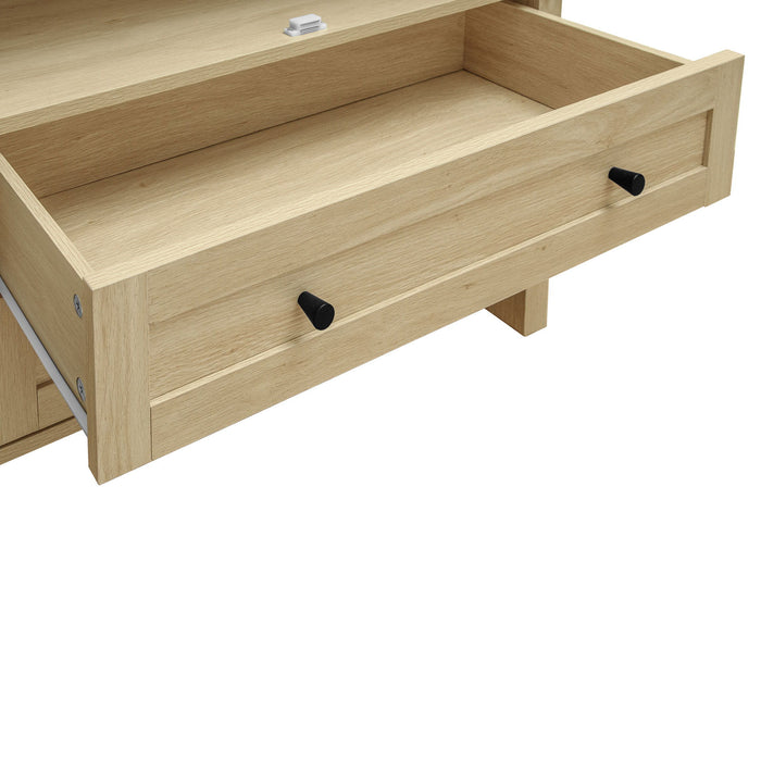 Tall Arched Kitchen Pantry, Arched Storage Display Cabinet With 2 Drawers & Adjustable Shelves, Rattan Door Versatile Storage Cabinet For Kitchen, Dining Room, Living Room - Natural