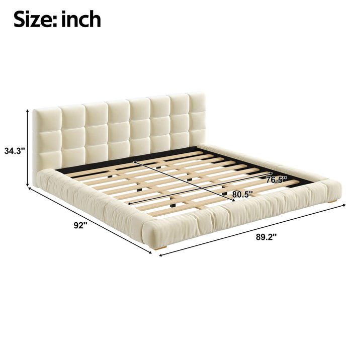 Upholstered Platform Bed Frame With Tufted Headboard