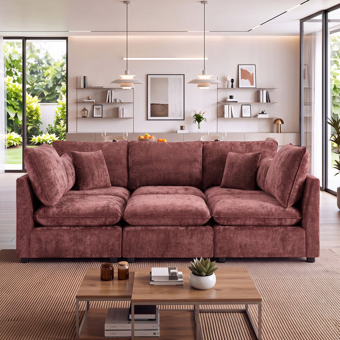 Modern Sectional Sofa U-Shaped With Movable Ottoman Storage Armrests And USB Ports