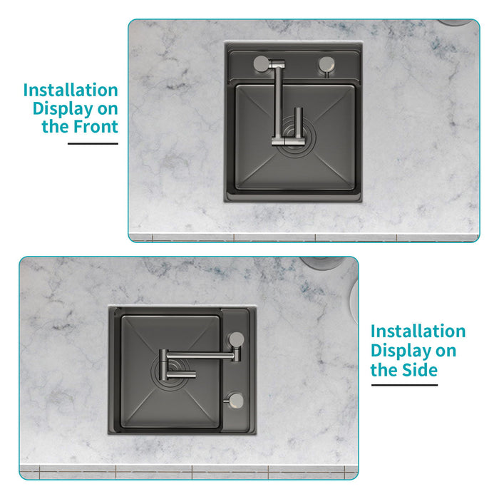 Modern Undermount Bar Sink With Folding Faucet