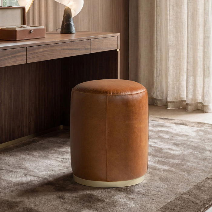 Nico - Round Ottoman Stool - Brown