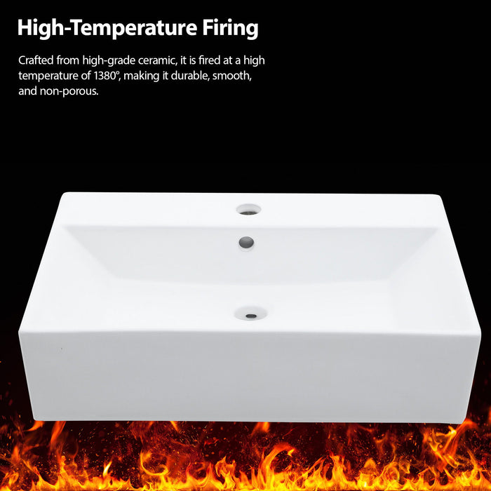 Console Sink With 304 Legs, 24" X 16.75", Wall Mounted Design - White / Black