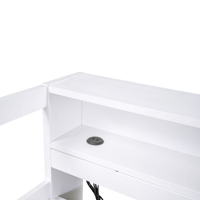 Daybed With 2 Trundles, 3 Storage Cubbies, Built In USB Charging Light