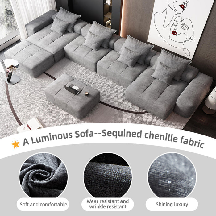 Modern Oversized, Modular Sectional Sofa With Pillows