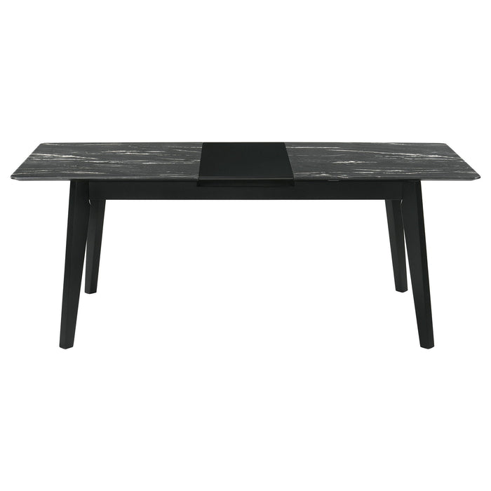 Bellingham - Dining Table With Self Storing Extension Leaf - Black Marble-Look Sintered Stone