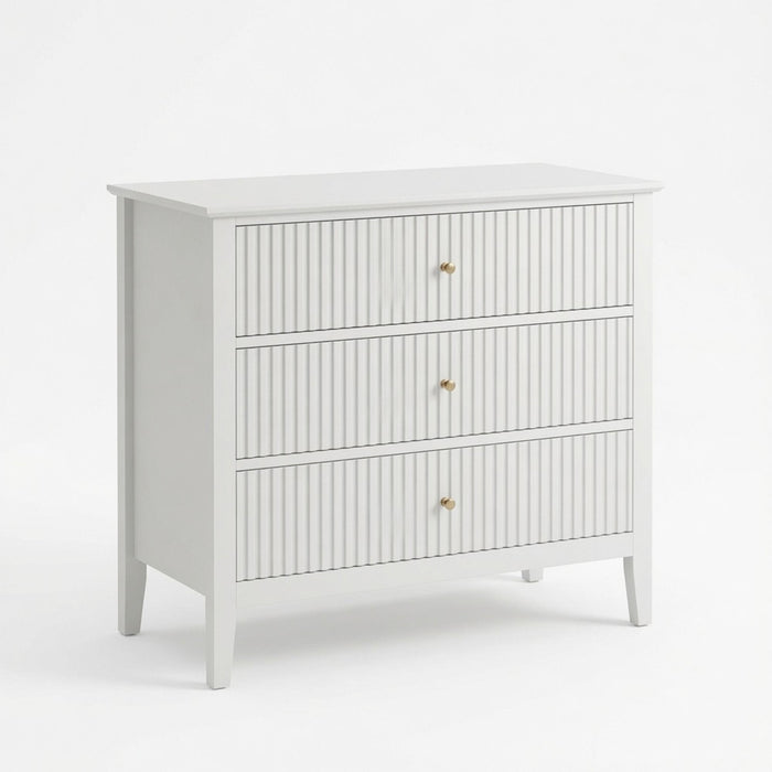 3 Drawer Nightstand, Wide With Soft Close Slides - White