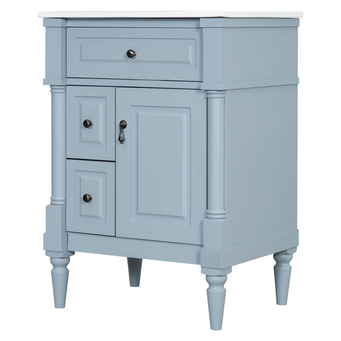Freestanding Bathroom Vanity With Sink, Adjustable Shelf & Flip Drawer