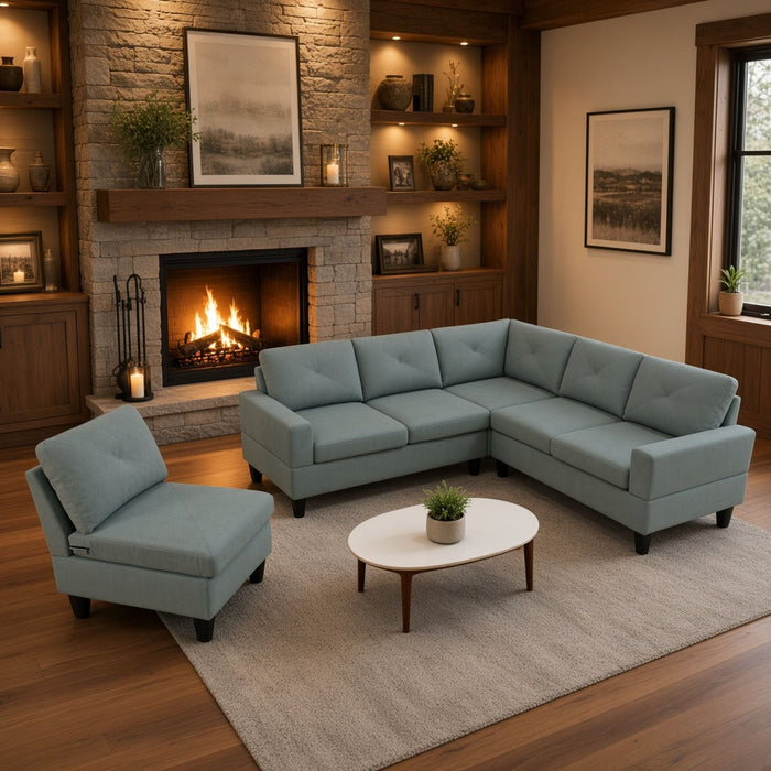 Modular L - Shaped Sectional Sofa 6 Seater 4 Piece Couch With Chaise