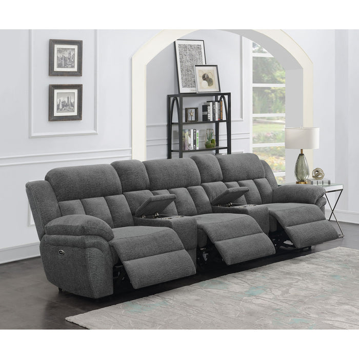 Divine - 5 Piece Power Reclining Home Theater Seating Set With Memory Foam Cushions And Storage Consoles