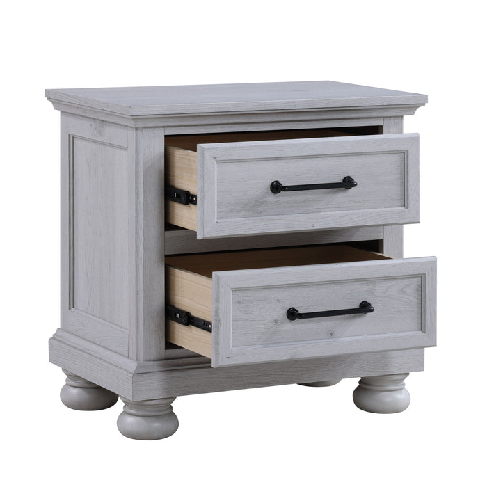 Larksmont - 2-Drawer Nightstand With USB-A/USB-C Port - Oyster Shell Gray