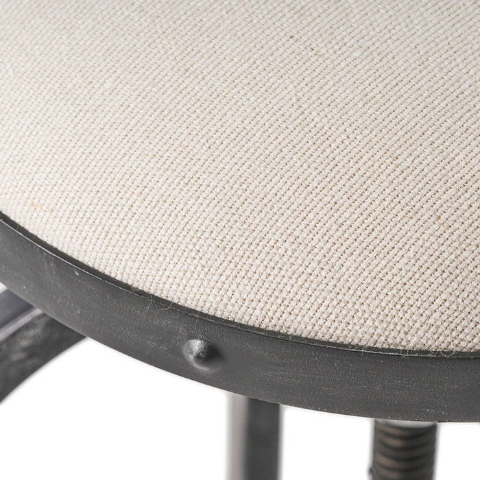 Industrial Modern Upholstered Adjustable Height Swivel Barstool - Beige