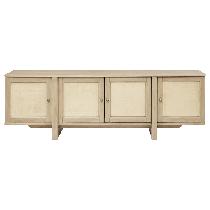 Kimpton - 4 Door Cane TV Stand Media Console - Beige