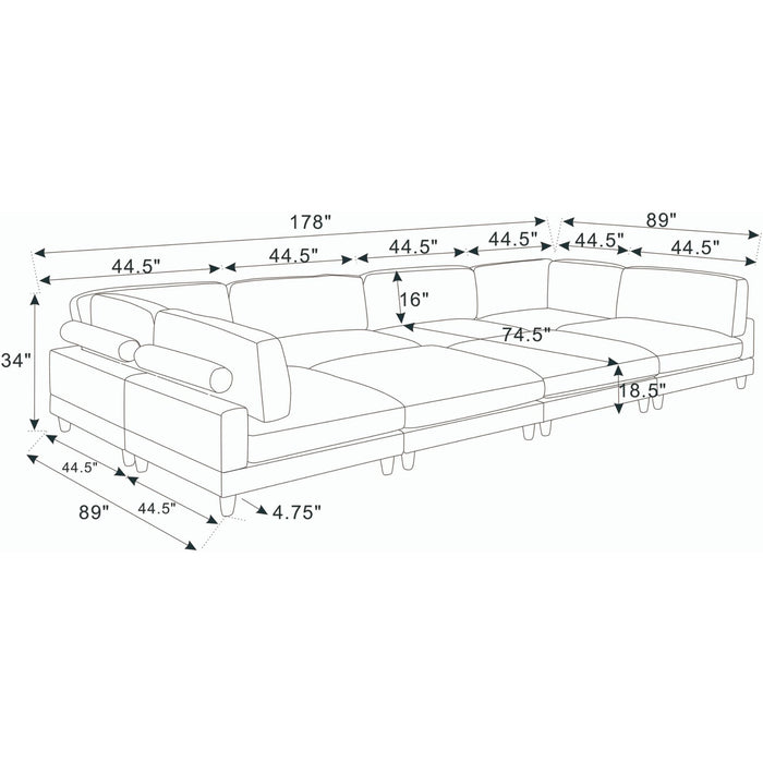 Modern Modular Sectional With Adjustable Back Support