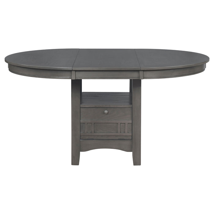 Lavon - Oval Extension Leaf Dining Table With Built In Storage - Gray