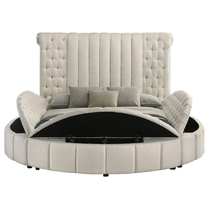 Santiago - Upholstered Round Storage Bed With Built In Charging Ports