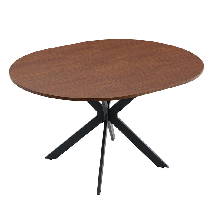 Extendable Round Dining Table - Walnut