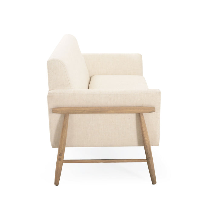 Modern Fabric Upholstered Loveseat With Elm Wood Legs And Flare Arms - Beige