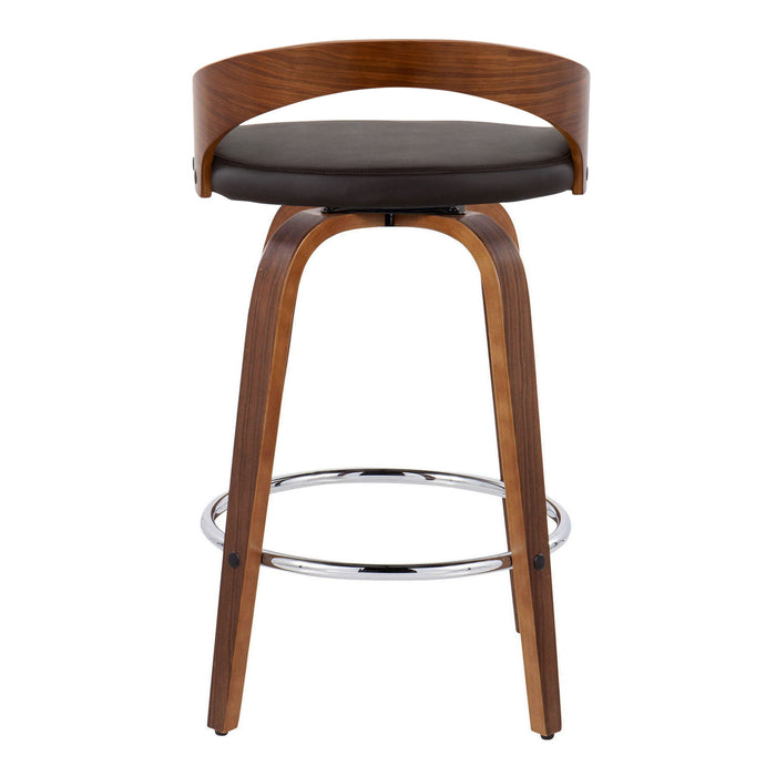 Grotto - Mid Century Modern Elegant Fixed Height Counter Stool With Swivel With Round Footrest (Set of 2)
