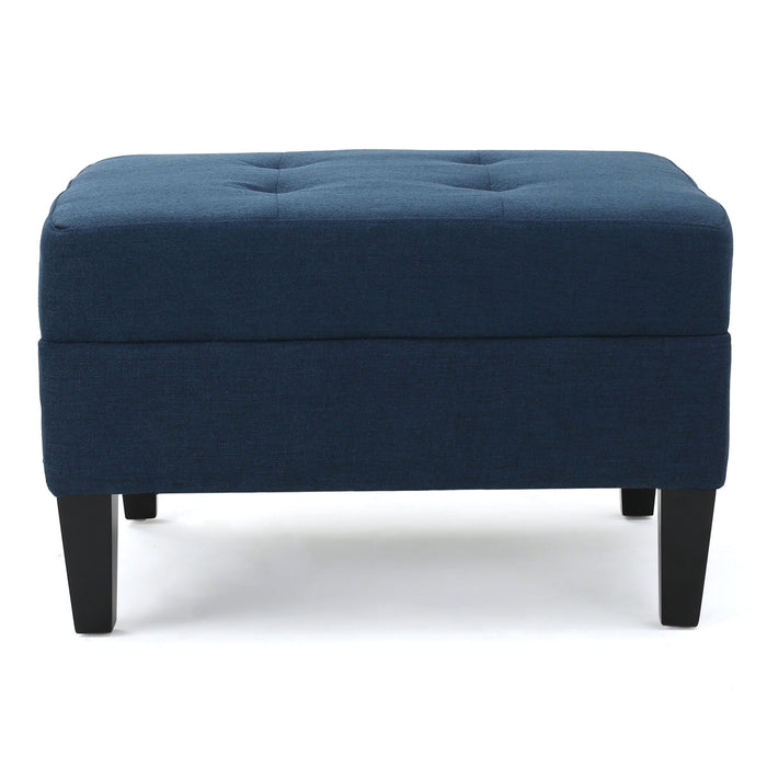 Ottoman With Birch Wood Legs And Cushioned Top For Comfort